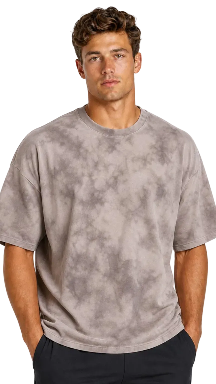 Man wearing an oversized washed-effect t-shirt