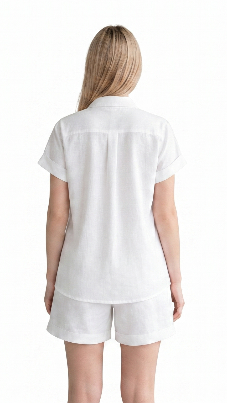Kareno women relaxed white shirt and shorts summer set