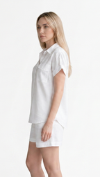 Kareno women white linen lounge set premium comfort