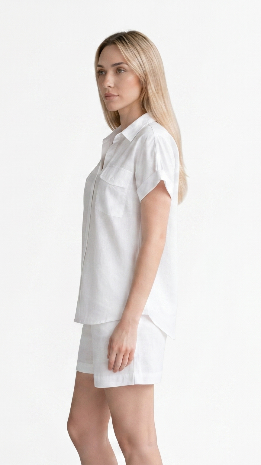 Kareno women white linen lounge set premium comfort