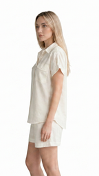 Kareno women ivory relaxed fit shirt and shorts set