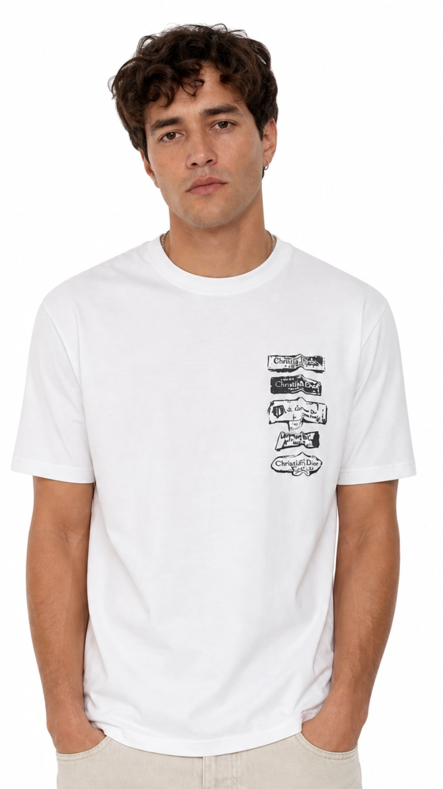 Kareno Dior logomania inspired oversized tee for men front view