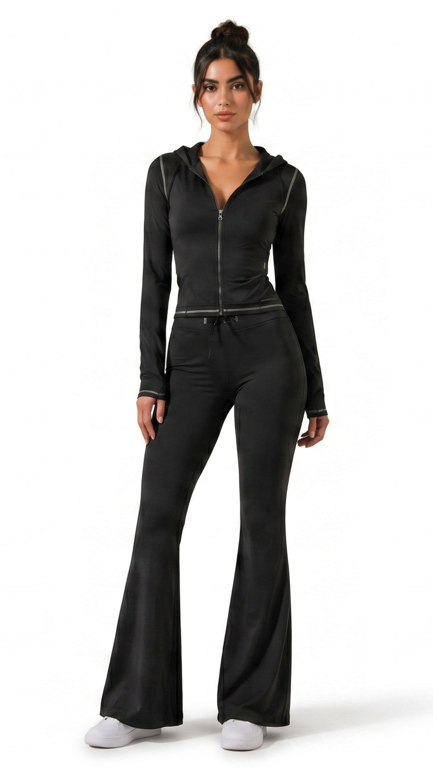 Kareno women black activewear flare set sporty modern style