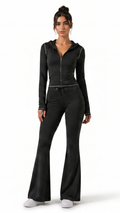 Kareno women black activewear flare set sporty modern style
