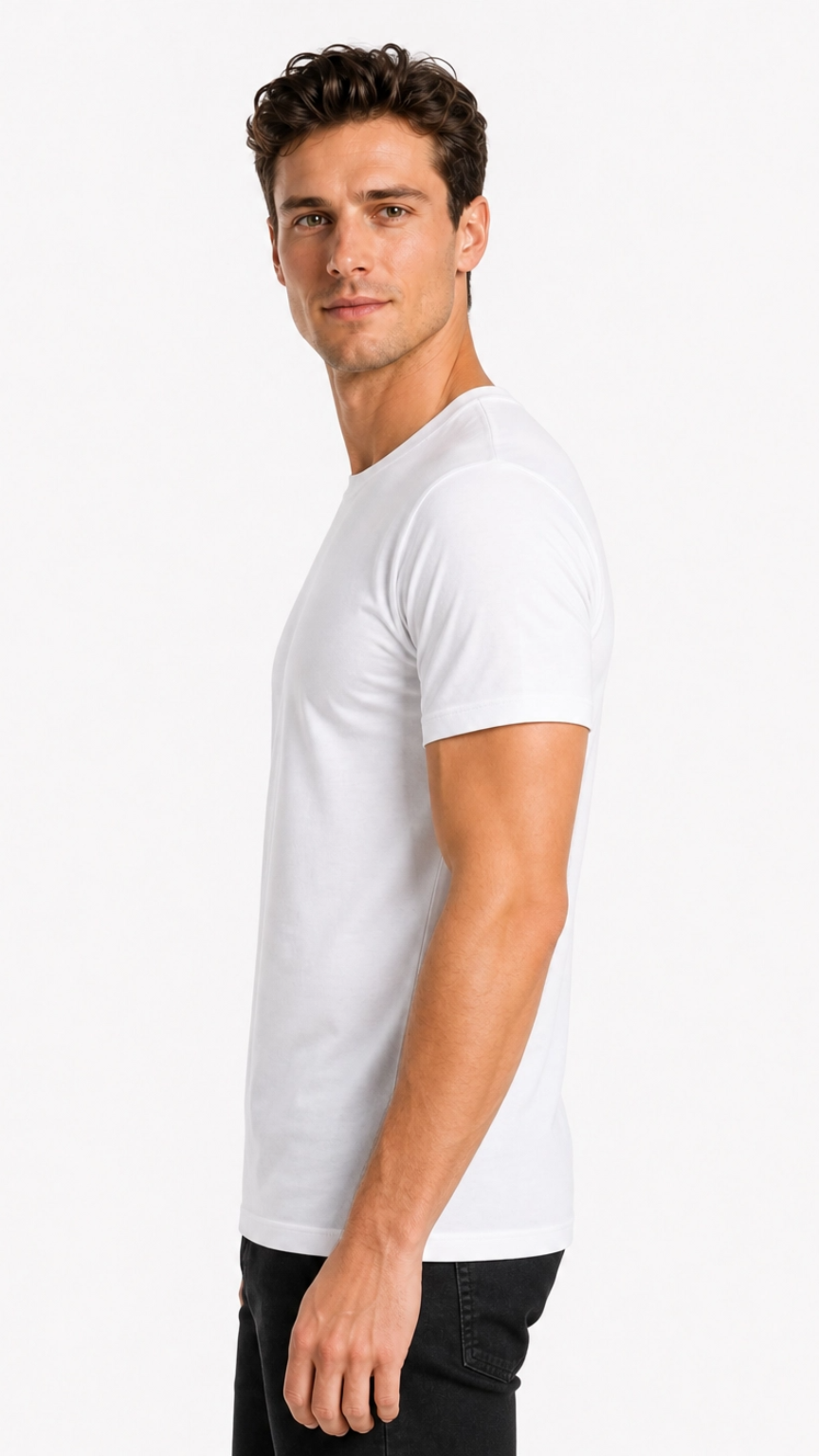 Kareno men white premium cotton tee relaxed fit