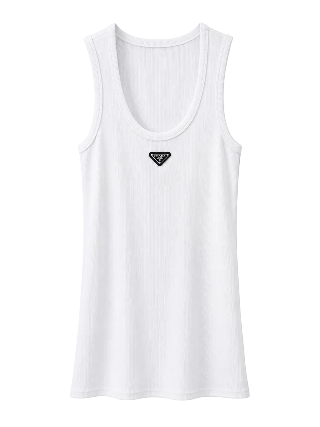 A white sleeveless tank top with a small black triangular GUESS logo on the chest, displayed against a clean white background.