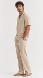 Kareno men off white summer set breathable textured fabric