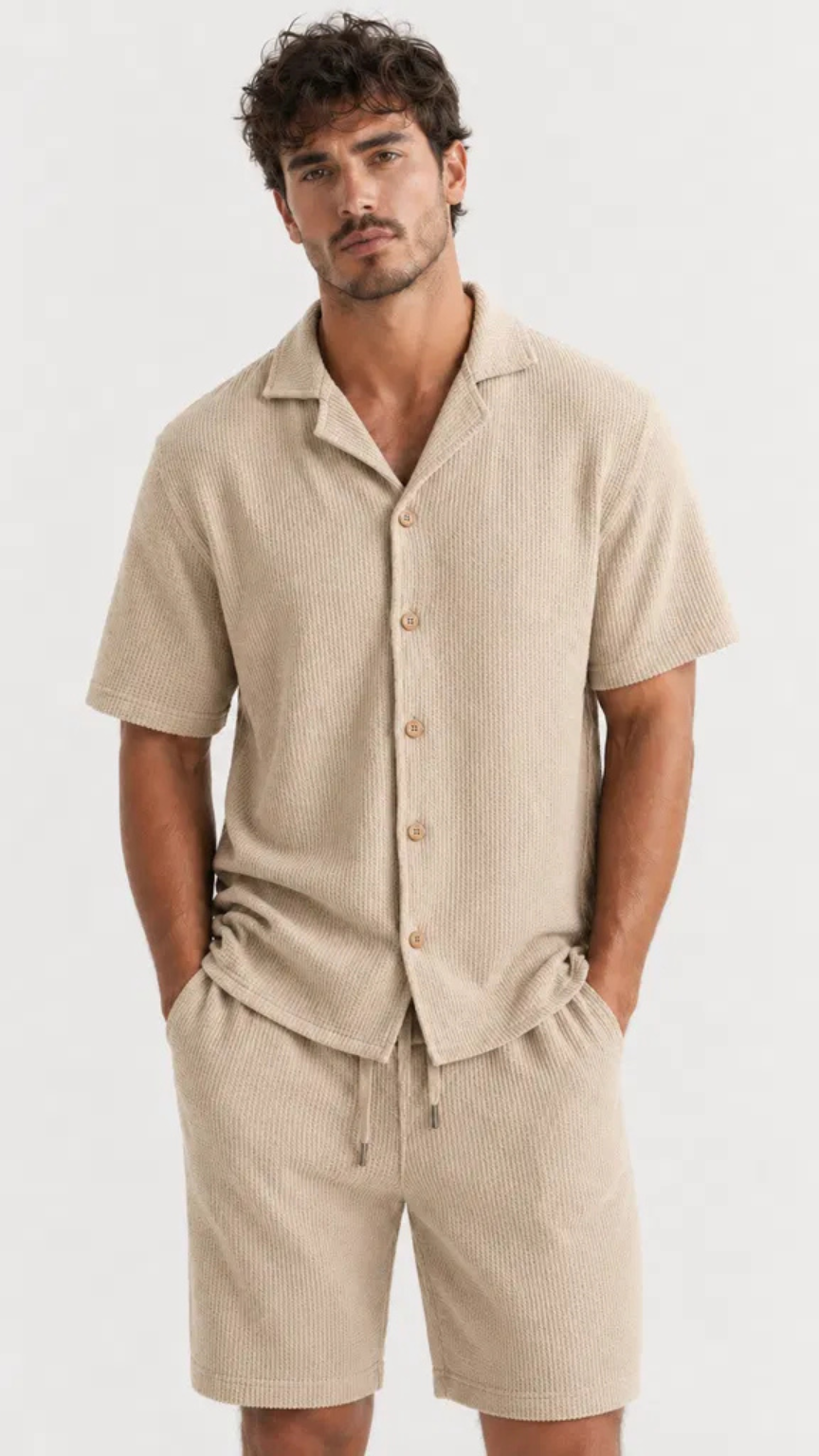 Kareno men black waffle matching set modern fit
