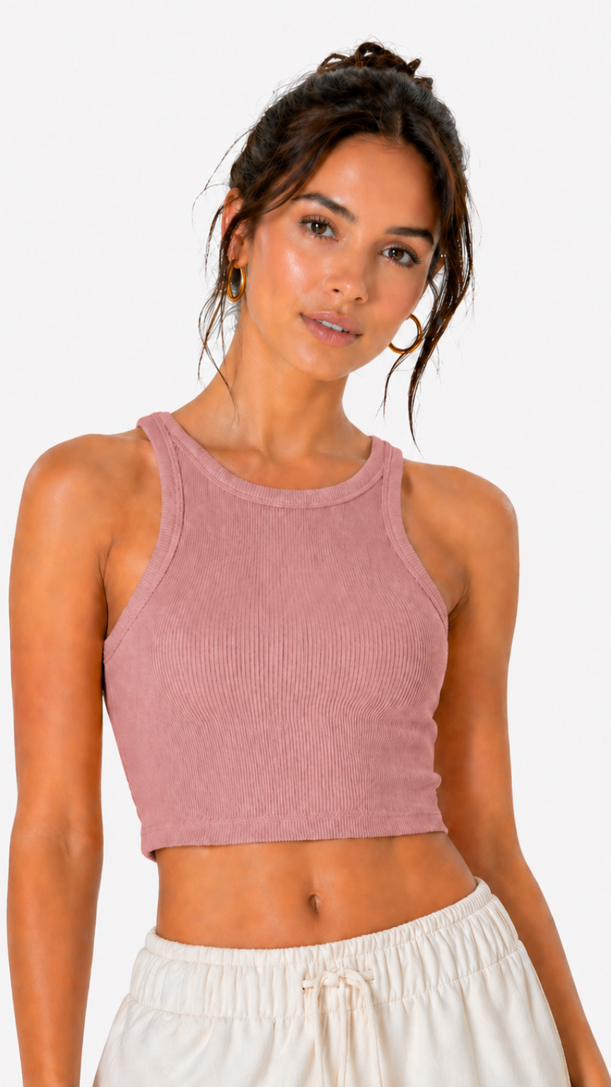 Kareno women sporty fitted crop top clean studio shot