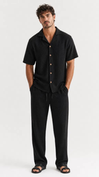 Kareno men waffle fabric set modern streetwear fashion