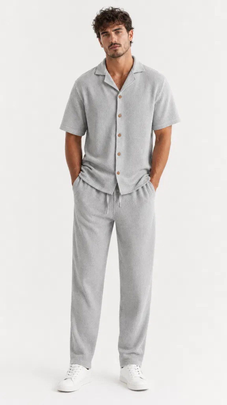 Kareno men casual waffle co ord set modern streetwear