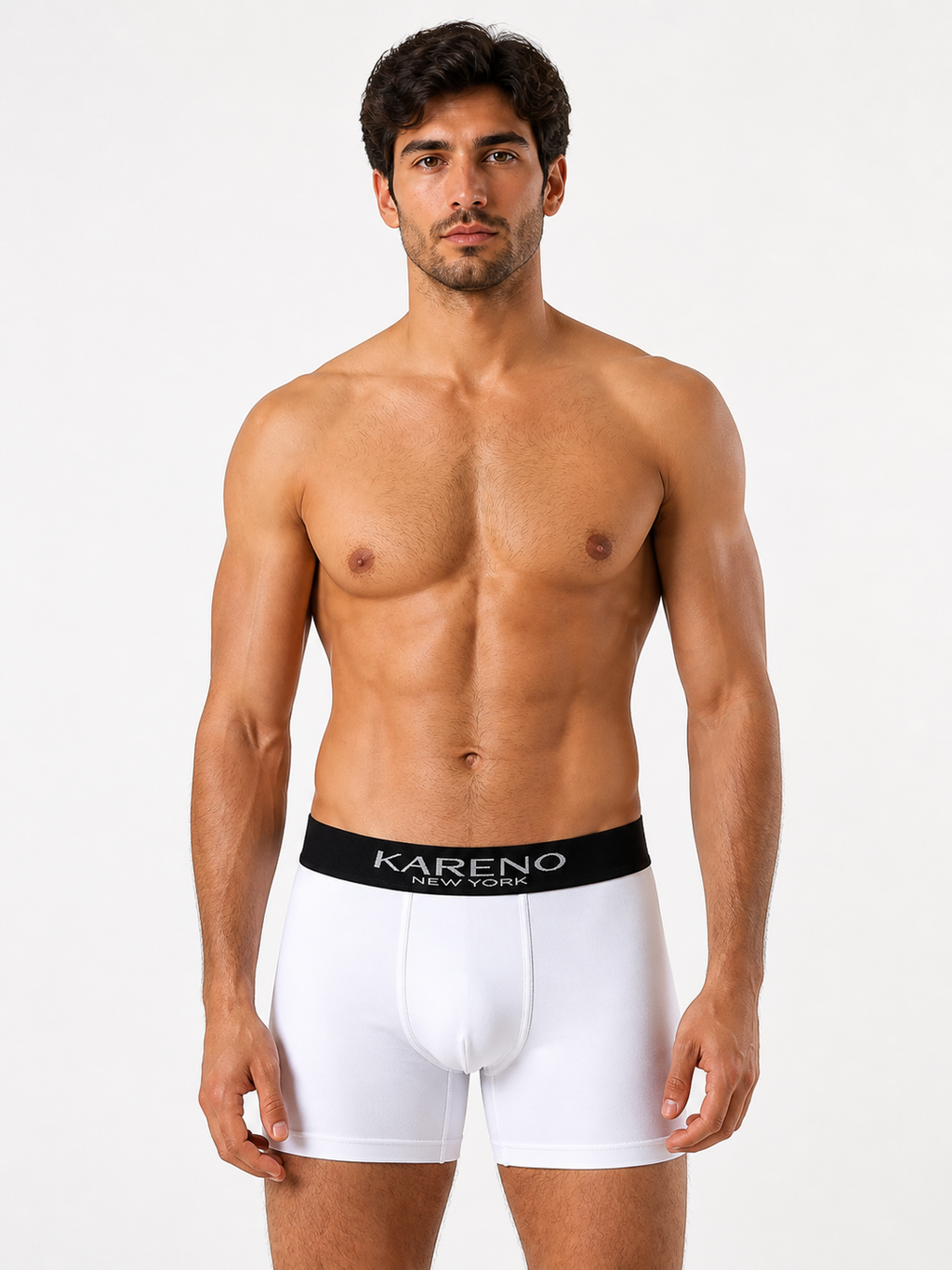 Kareno New York white boxer briefs for men breathable cotton lycra underwear