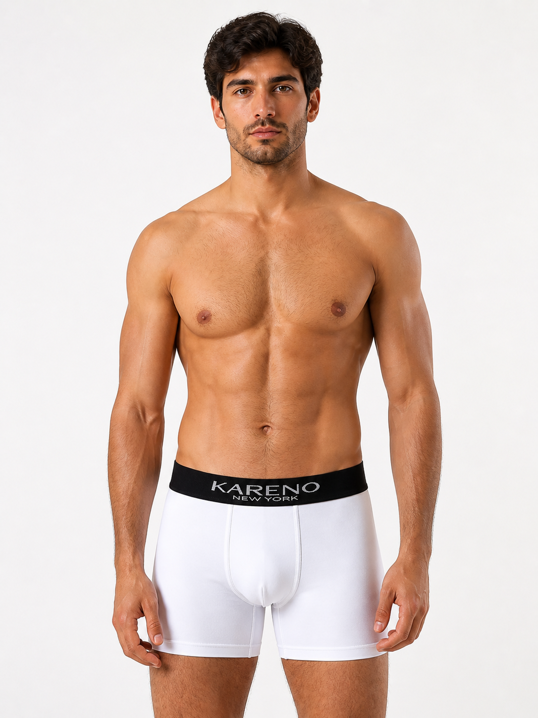 Kareno New York white boxer briefs for men breathable cotton lycra underwear
