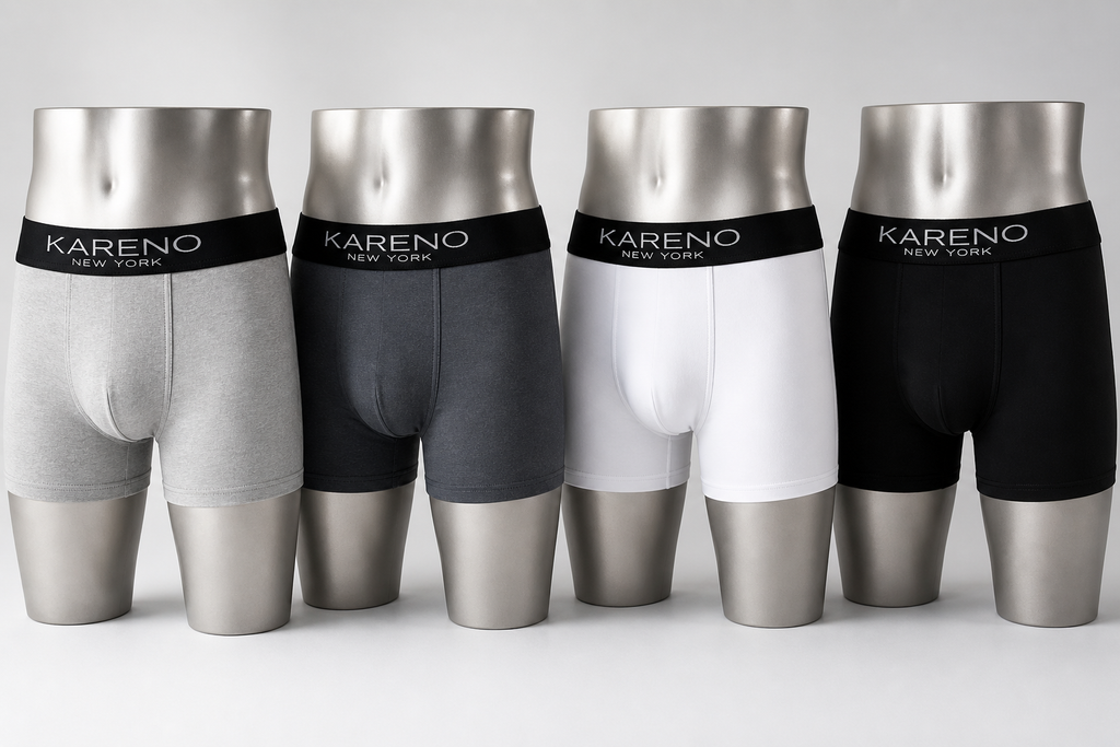 Kareno New York grey boxer briefs for men premium underwear close up