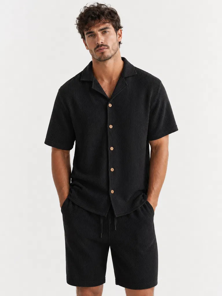 Kareno black shorts matching set premium streetwear look